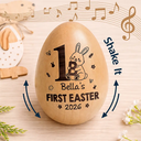 Easter,New baby,Dad - Sons,Gift For Son,Mom - Sons,Gift For Daughter,Dad - Daughters (Young),Mom - Daughters (Young),Gift For Kids,Gift For Grandkids,Happy - My First Easter Monogram - Personalized Musical Wooden Easter Egg Shaker