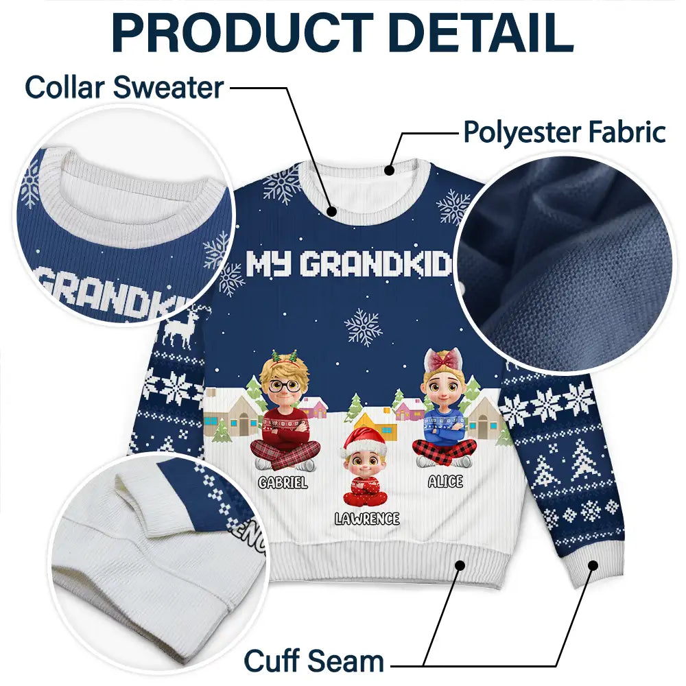 Gift For Grandma,Gift For Grandpa,Grandma,Grandkids,Grandpa,Happy,Christmas - My Grandkids - Personalized Unisex Ugly Sweater