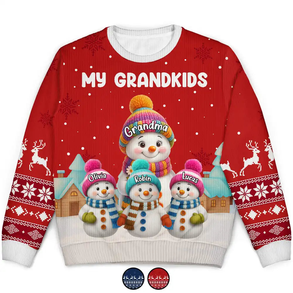 My Grandkids Snowman 3D Effect - Personalized Unisex Ugly Sweater