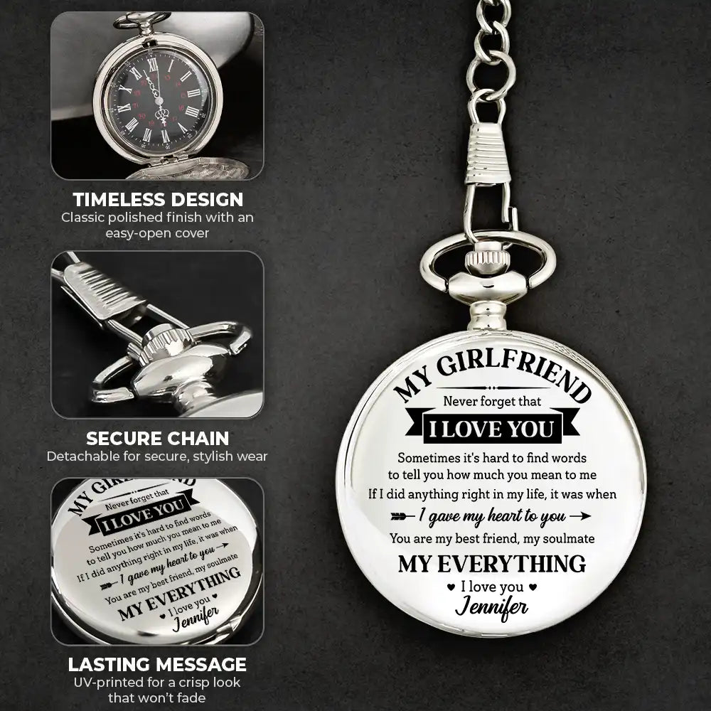 Gift For Husband,Gift For Couples,Sentimental,Custom Text - My Husband My Wife My Soulmate My Everything - Personalized Pocket Watch