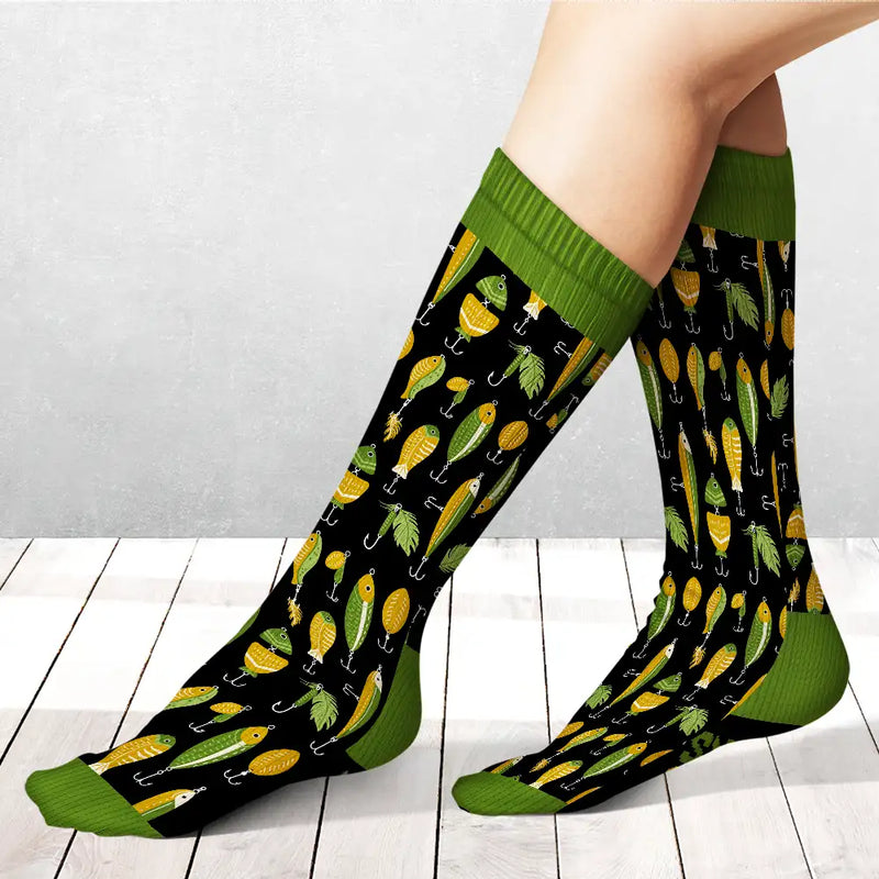 Gift For Yourself,Fishing,Gift For Men,Happy - My Lucky Fishing Socks - Personalized Socks