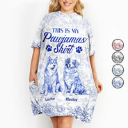 Pet Lovers,Pet Mom,Dog Lovers,Dog Mom,Happy - My Pawjamas Shirt Chinoiserie Toile Dog - Personalized Women's Sleep Tee