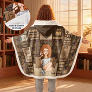 Reading, Gift For Yourself - My Reading Blanket Just A Girl Who Loves Books - Personalized Wearable Hooded Blanket
