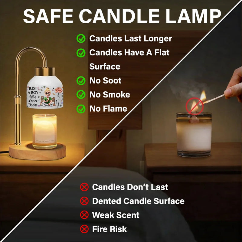 Reading, Gift For Mother, Mom's Hobby, Happy - My Reading Pillow Reading Girl With Birth Month Flower - Personalized Candle Warmer Lamp