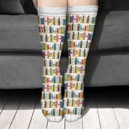 Reading, Gift For Yourself, Gift For Women, Happy - My Reading Socks Reading Girl With Birth Month Flower - Personalized Socks