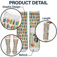 Reading, Gift For Yourself, Gift For Women, Happy - My Reading Socks Reading Girl With Birth Month Flower - Personalized Socks