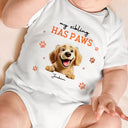 Pet Lovers, Dog Lovers, Cat Lovers, Gift For Kids, Happy - My Siblings Have Paws 3D Effect Dog Cat - Personalized Baby Onesie