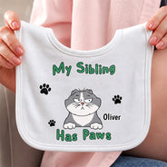 New Baby, Summer, Pet Lovers, Playful, Vector - My Siblings Have Paws Stars And Stripes - Personalized Baby Bib