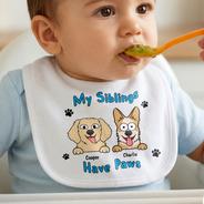 New Baby, Summer, Pet Lovers, Playful, Vector - My Siblings Have Paws Stars And Stripes - Personalized Baby Bib