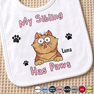 New Baby, Summer, Pet Lovers, Playful, Vector - My Siblings Have Paws Stars And Stripes - Personalized Baby Bib
