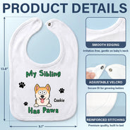 New Baby, Summer, Pet Lovers, Playful, Vector - My Siblings Have Paws Stars And Stripes - Personalized Baby Bib