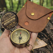 Family,Graduation,Love - My Son Grandson Forever - Personalized Engraved Brass Compass
