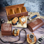 Gift For Son,Dad - Sons,Grandpa - Grandkids,Gift For Grandkids,Gift For Men,Happy,Sentimental - My Son Grandson Forever - Personalized Leather Watch Case