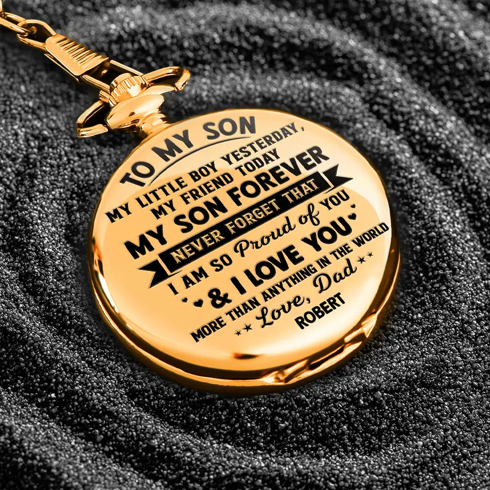 Gift For Son,Gift For Men,Happy - My Son Grandson Forever - Personalized Pocket Watch