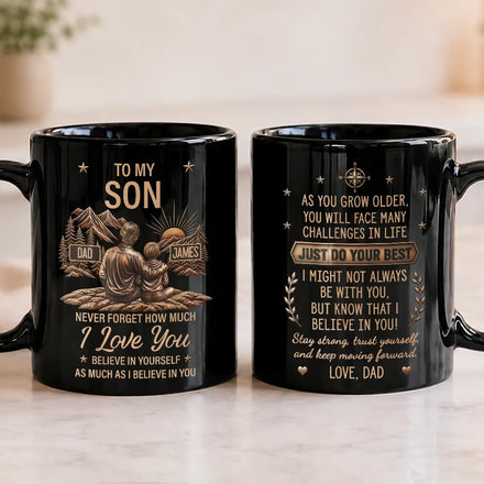 My Son Grandson Keep Moving Forward Just Do Your Best - Personalized Black Mug