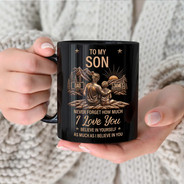 Gift For Son,Gift For Children,Inspirational,Vector - My Son Grandson Keep Moving Forward Just Do Your Best - Personalized Black Mug