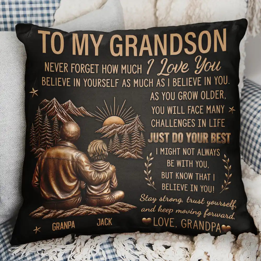Gift For Son,Gift For Children,Indoor Decor,Inspirational,Vector - My Son Grandson Keep Moving Forward Just Do Your Best - Personalized Pillow