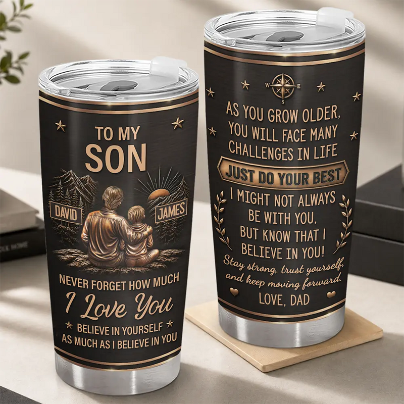 Gift For Son,Gift For Children,Inspirational,Vector - My Son Grandson Keep Moving Forward Just Do Your Best - Personalized Tumbler