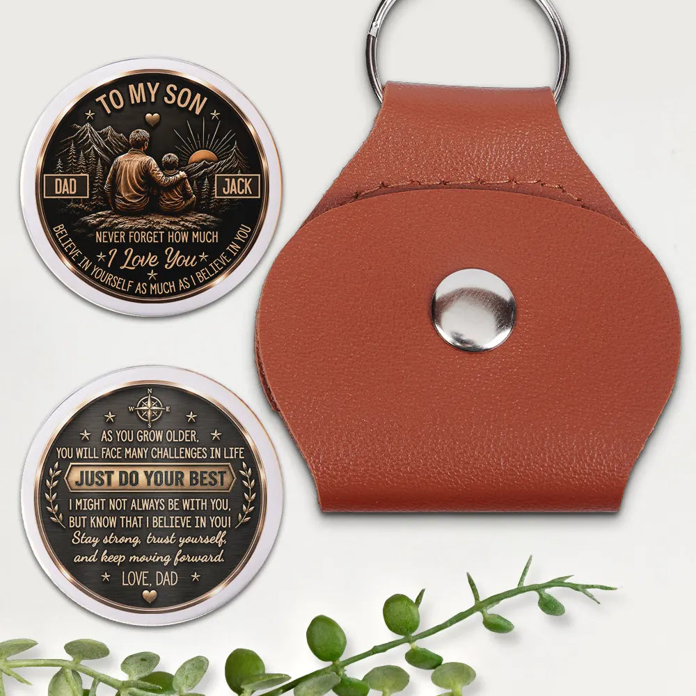 My Son Grandson Keep Moving Forward Son - Personalized Leather Pocket Hug