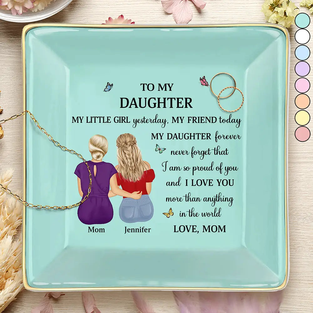 Gift For Daughter,Gift For Women,Happy,Gift For Grandkids,Vector - My Daughter Granddaughter Forever - Personalized Ring Dish