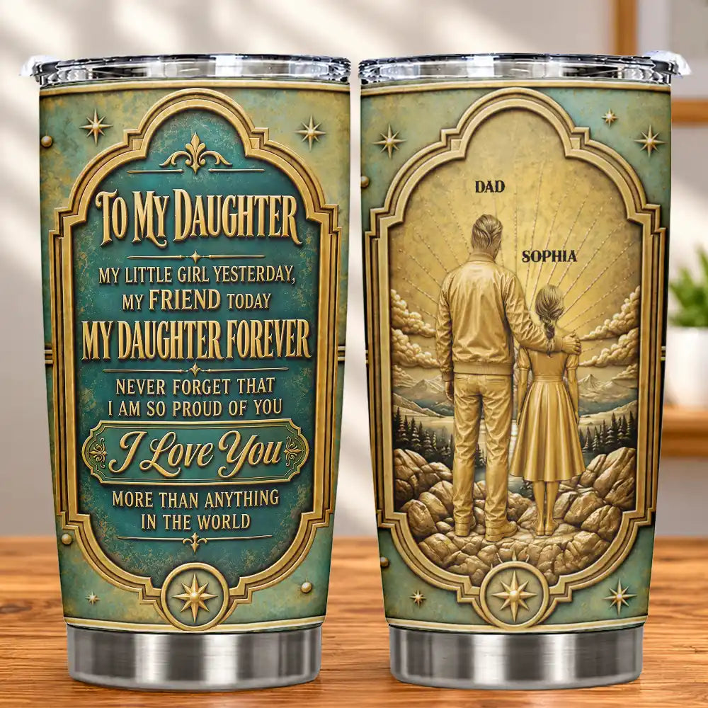 Sentimental, Gift For Father, Gift For Children, Dad - Children, Vector - My Son My Daughter Forever Vintage Metal Effect - Personalized Tumbler