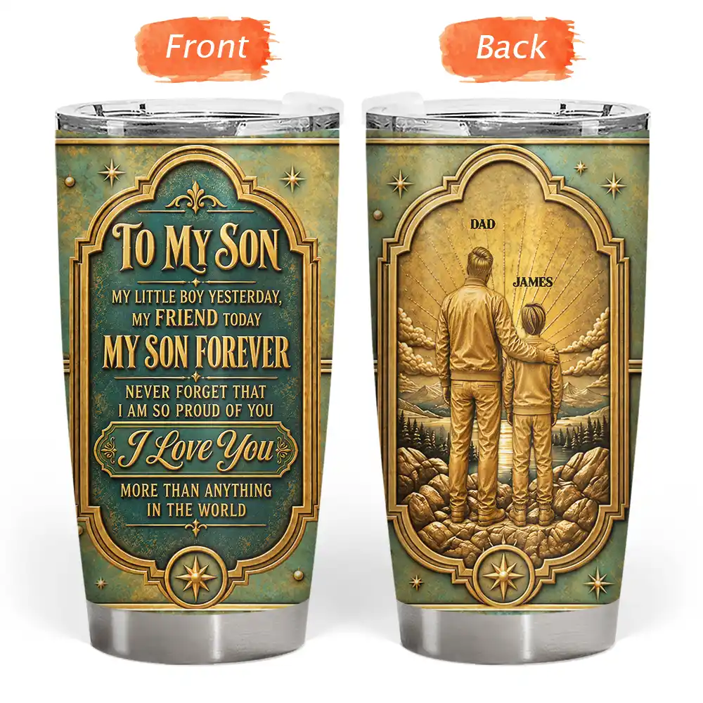 Sentimental, Gift For Father, Gift For Children, Dad - Children, Vector - My Son My Daughter Forever Vintage Metal Effect - Personalized Tumbler