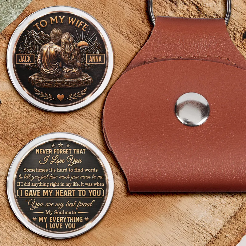 My Wife My Husband My Soulmate My Everything - Personalized Leather Pocket Hug