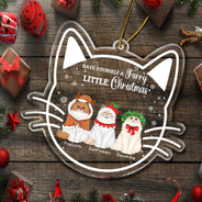 Meowy Christmas Happy Pawlidays - Christmas Gift For Cat Lovers - Personalized Custom Shaped Acrylic Ornament