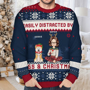 Just A Girl Who Loves Dogs And Christmas Cartoon Style - Gift For Dog Moms, Dog Lovers - Personalized Unisex Ugly Sweater