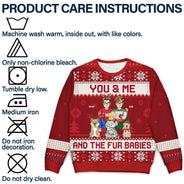 Couple You & Me And The Fur Babies Cartoon Style - Christmas Gift For Pet Lovers, Dog Lovers, Cat Lovers - Personalized Unisex Ugly Sweater
