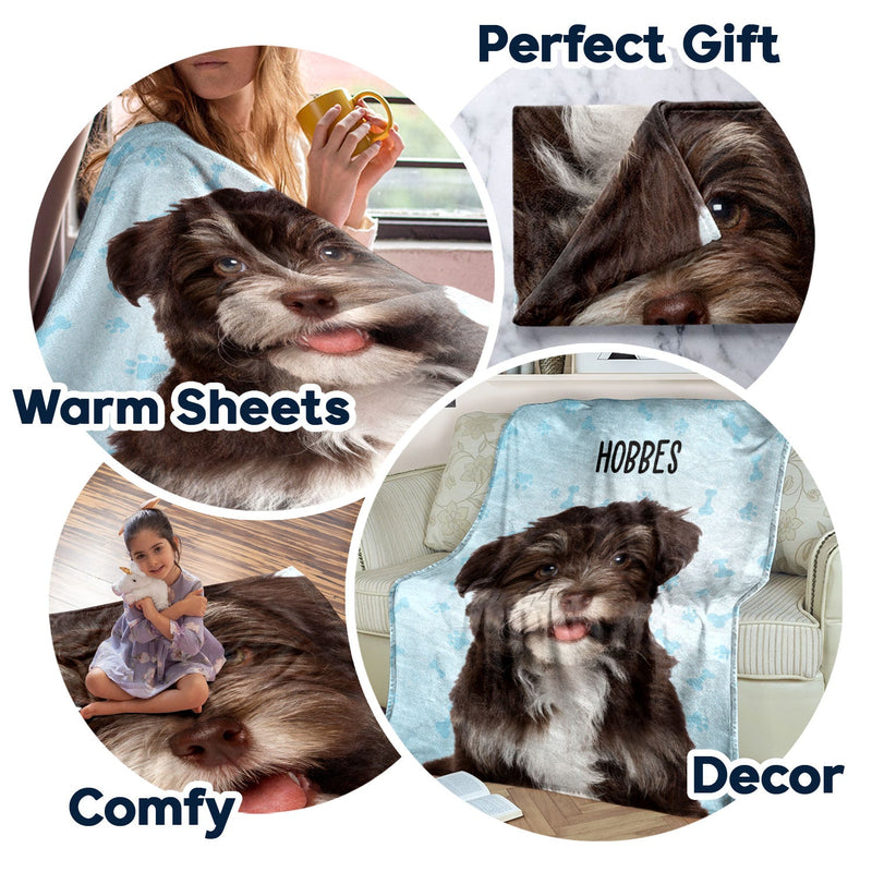 Custom Photo Your Dog Semi-Real Style - Gift For Dog Lovers, Dog Mom, Dog Dad - Personalized Fleece Blanket
