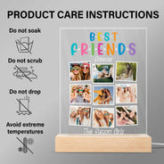 Custom Photo Best Friends Forever - Gift For BFF Besties - Personalized 3D Led Light Wooden Base