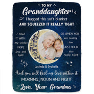 Custom Photo To The Moon & Back - Gift For Grandkids, Grandparents, Mom, Dad, Daughter, Son - Personalized Fleece Blanket