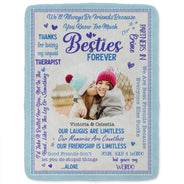 Custom Photo Besties Forever - Birthday Gift For BFF Best Friends, Sisters - Personalized Fleece Blanket
