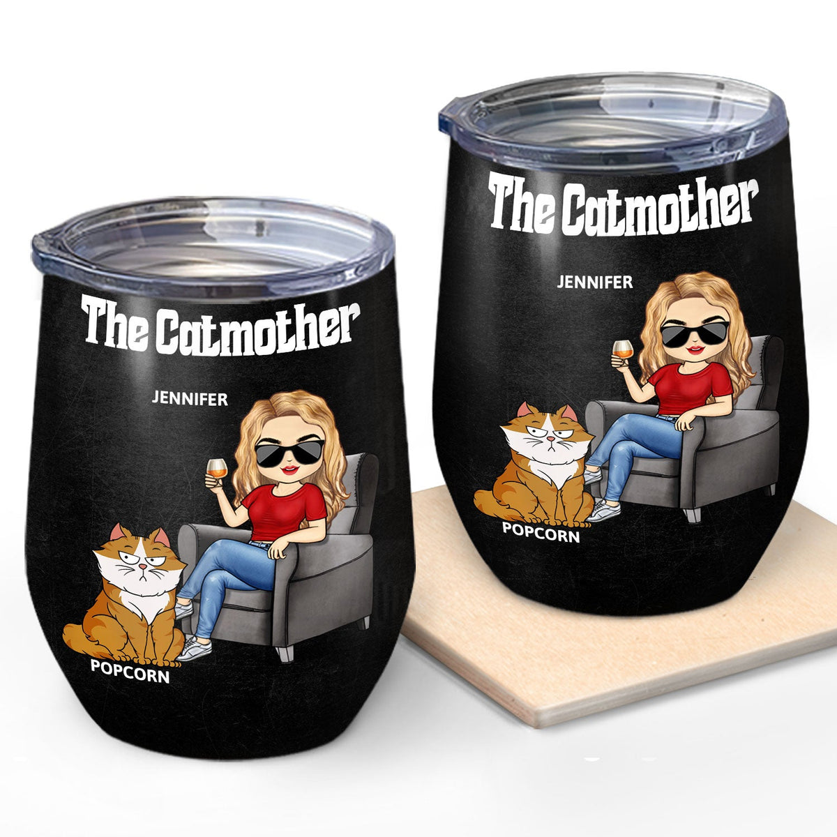 The Cat Mother - Birthday, Loving Gift For Cat Moms, Cat Lovers - Personalized Wine Tumbler