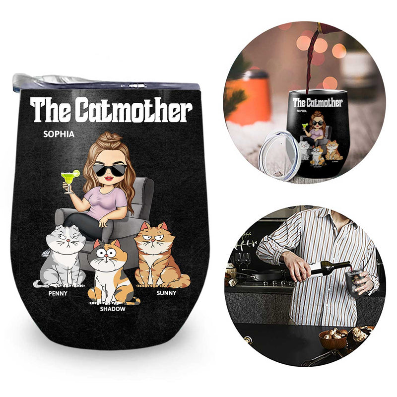 The Cat Mother - Birthday, Loving Gift For Cat Moms, Cat Lovers - Personalized Wine Tumbler