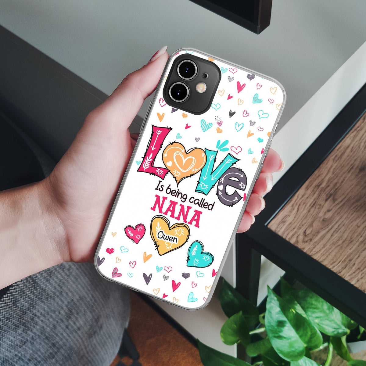Lovely Hearts Grandma Mom Kids - Birthday, Loving Gift For Mother, Grandmother - Personalized Clear Phone Case