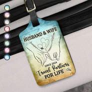 Husband And Wife Travel Partners For Life - Personalized Luggage Tag