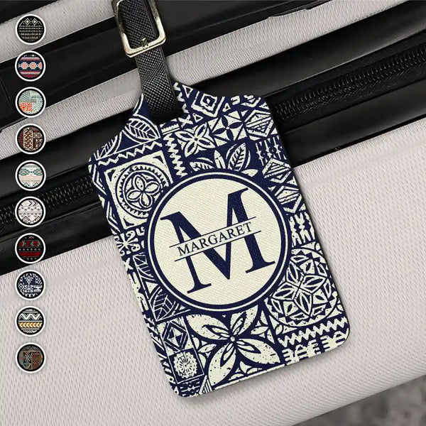 Monogram Name Tribal Pattern - Personalized Luggage Tag
