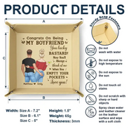Congrats Husband Think Of Me When You Empty Your Pockets - Personalized Leather Valet Tray