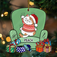 Christmas Cat Scratching Sofa - Personalized Custom Shaped Acrylic Ornament