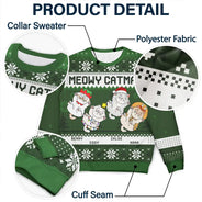 Meowy Catmas Funny Cats Showing Tummy - Personalized Unisex Ugly Sweater