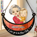 Grandparent Hugging Grandkid - Personalized Window Hanging Suncatcher Ornament
