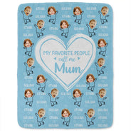 Custom Photo Funny Kid Faces For Grandma, Mom - Personalized Fleece Blanket, Sherpa Blanket