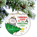 Funny Cartoon Cat On The Naughty List - 3D Inflated Effect Printed Ornament, Personalized Circle Ceramic Ornament