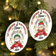 Cat's First Christmas - 3D Inflated Effect Printed Ornament, Personalized Circle Ceramic Ornament