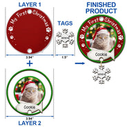 Custom Photo Dog Cat Pet's First Christmas - Personalized Mix Ornament With Wooden Tag