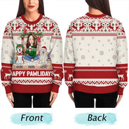 Pet Lovers - Happy Great Pawlidays Christmas Dogs Cats Pets - Personalized Unisex Ugly Sweater