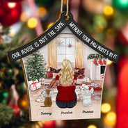 Memorial, Pet Lovers - Our House Is Not The Same Without Your Paw Prints Memorial Dog Cat Christmas - Personalized Custom Shaped Wooden Ornament
