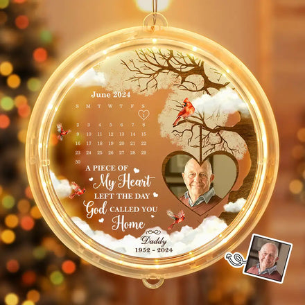Custom Photo Calendar The Day God Called You Home Memorial - Personalized LED Pendant Light